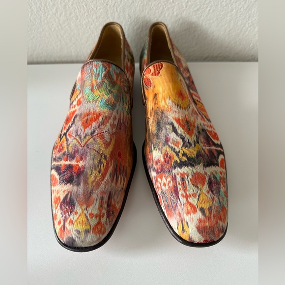 DONALD J. PLINER Mens Ikat Silk Luxury Antique Style Loafers - Picture 1 of 10